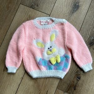 Vintage Sage Lauren Pink Handmade Easter Bunny Rabbit Sweater 18 Months …